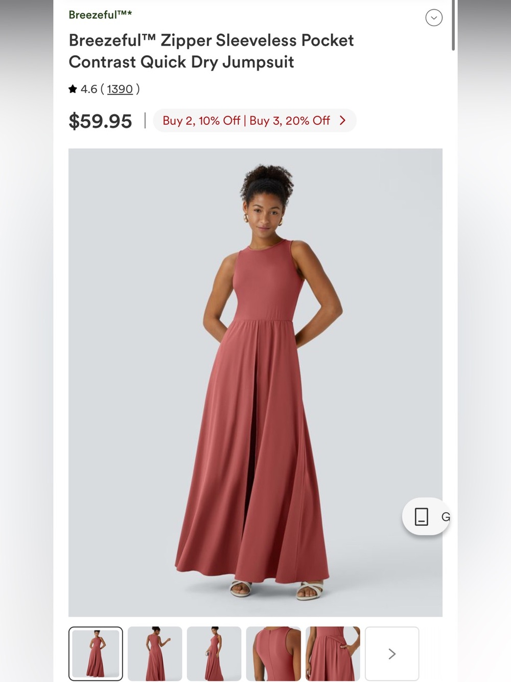 HALARA Sleeveless Maxi Jumpsuit Dress in Dusty Rose